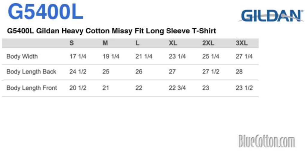 Womens LS Missy Fit size chart | Chattanooga Bicycle Club